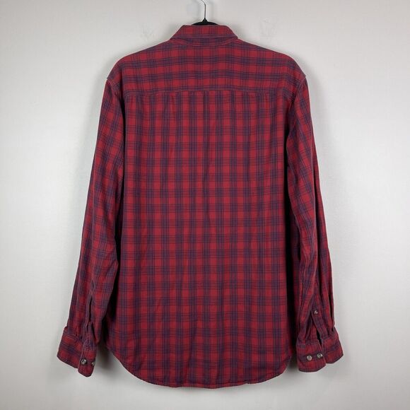Timberland Mens Shirt Button Down Red Plaid Large 100% Cotton Utility Outdoor - Picture 6 of 8